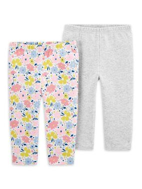 Child Of Mine By Carters Newborn 2-Pack Pants Floral & Gray 18-21"
